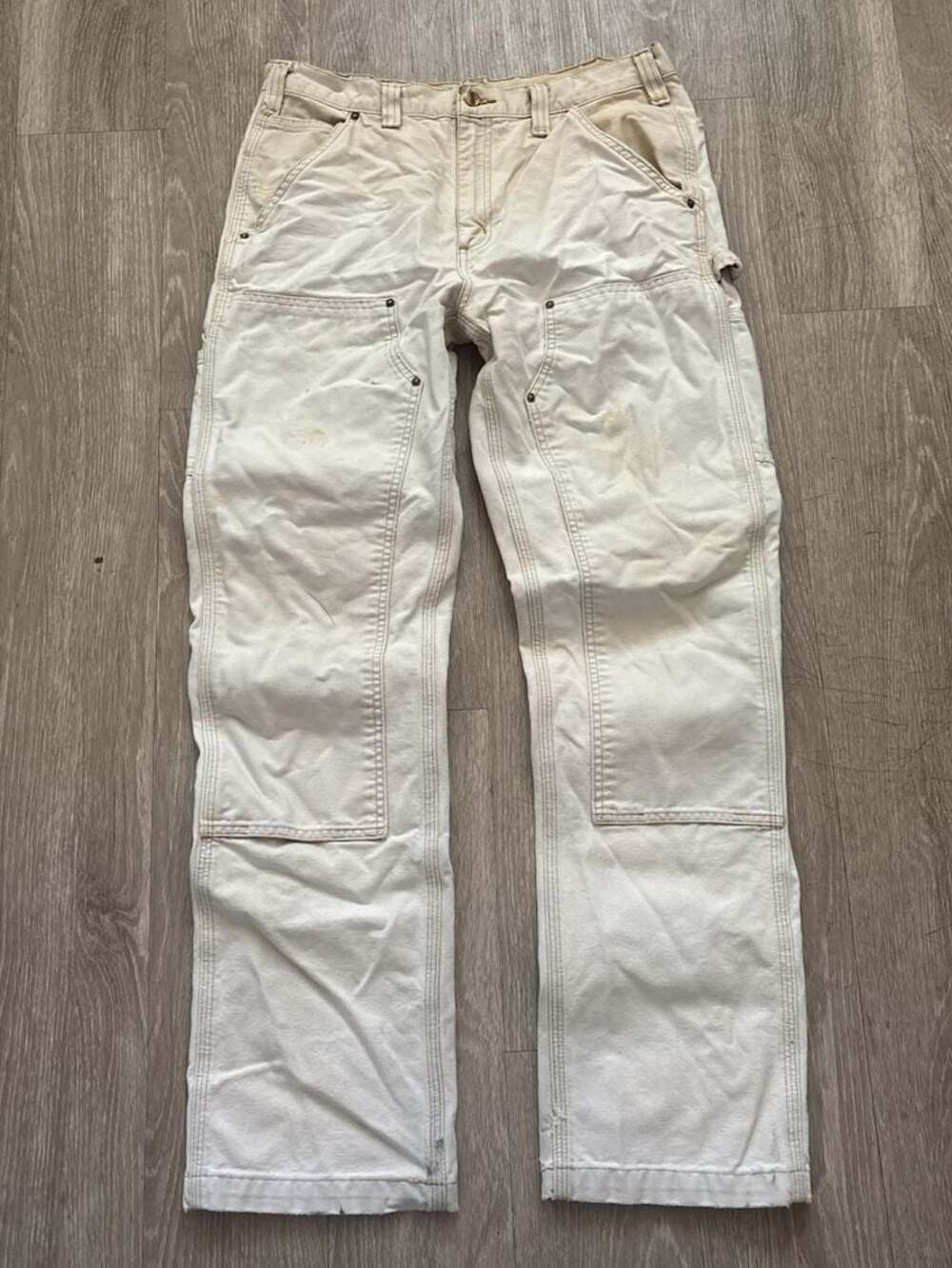 Carhartt Relaxed Fit Double Knee Utility Work Pants 34 x 34 White